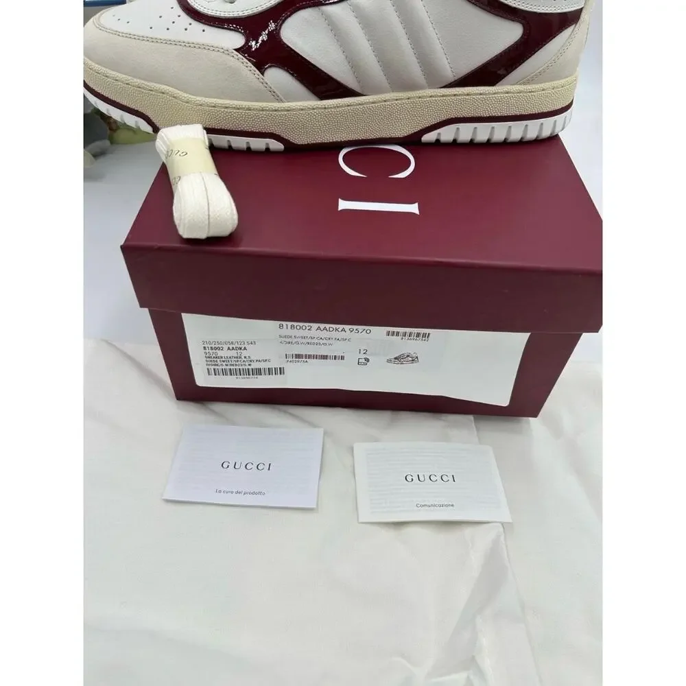 Men's Gucci re web leather sneakers size 12 fits 12.5 US made in Italy